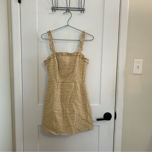 Lost + Wander Checkered Dress in Yellow and White Women XS